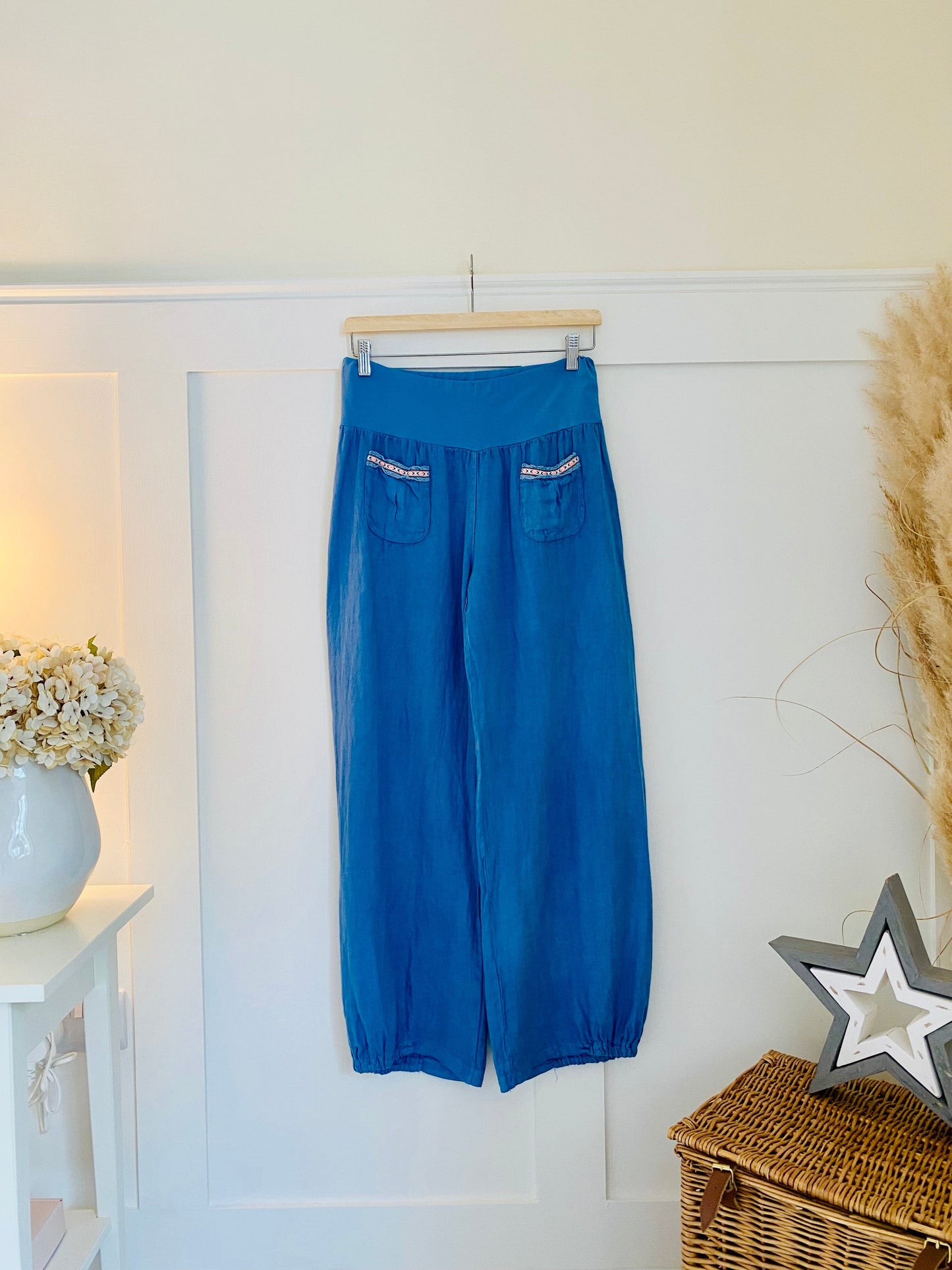 Adelina Linen Trousers | 5 Colours Pants Miss Sugar Denim Blue 