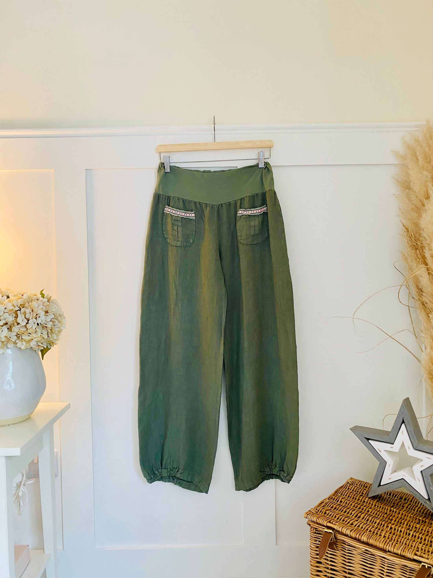Adelina Linen Trousers | 5 Colours Pants Miss Sugar Khaki 