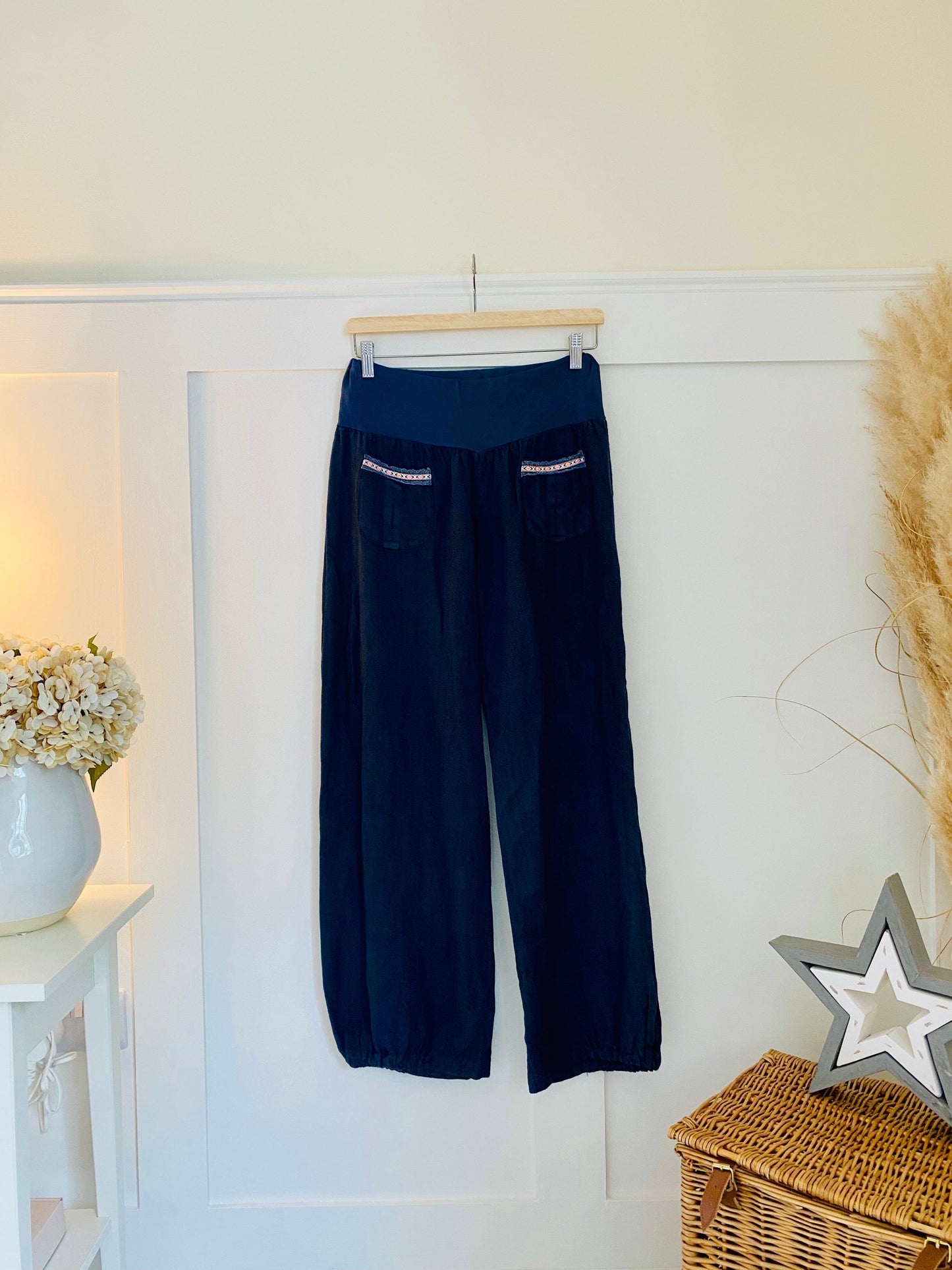 Adelina Linen Trousers | 5 Colours Pants Miss Sugar Navy 