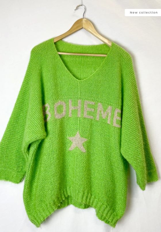 Boho Jumper | Multiple Colours Vest Parisienne Collection Green Flash 