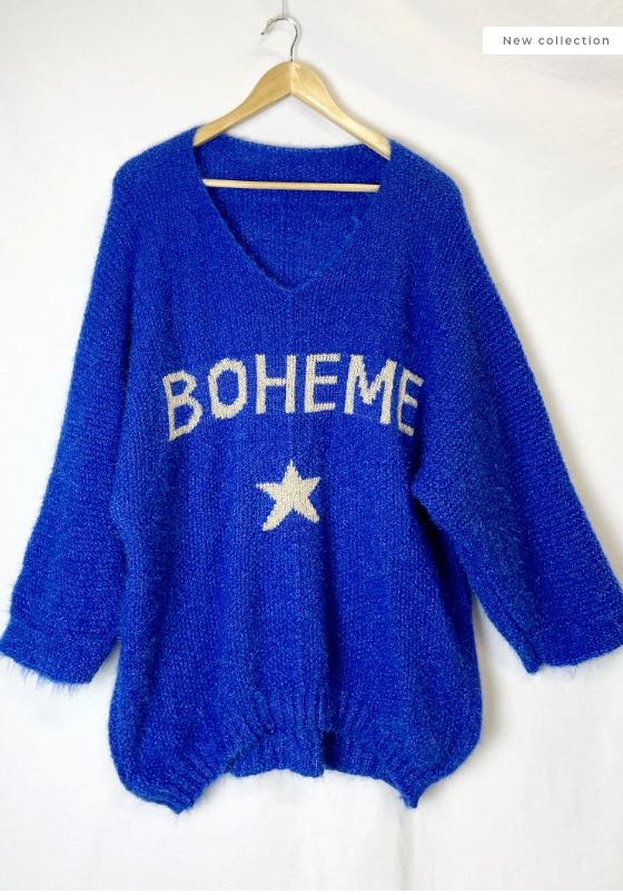 Boho Jumper | Multiple Colours Vest Parisienne Collection Royal Blue 