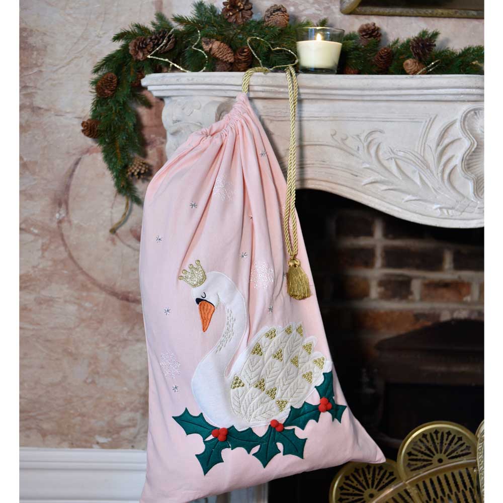 Christmas Sack | Pink Swan Christmas Sack Powell Craft 