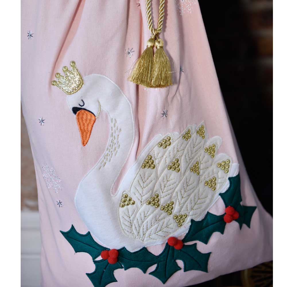 Christmas Sack | Pink Swan Christmas Sack Powell Craft 