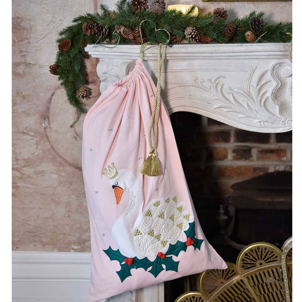 Christmas Sack | Pink Swan Christmas Sack Powell Craft 