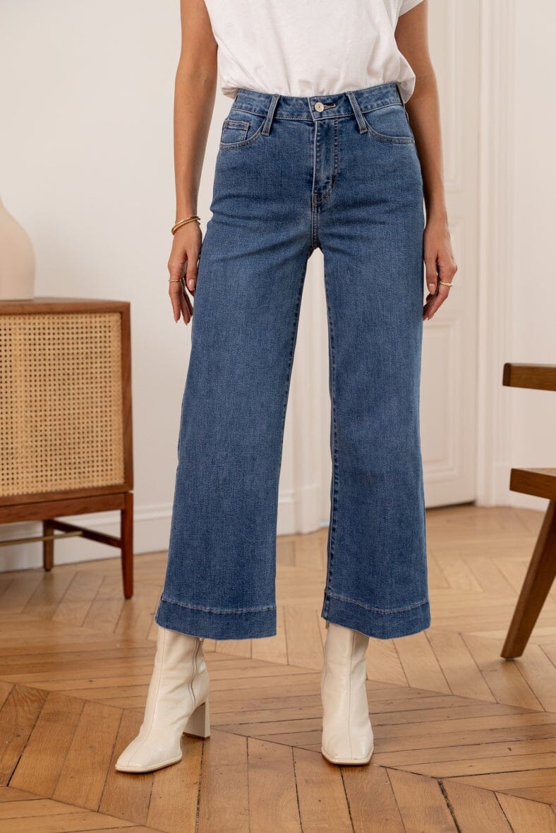 Cleo Wide Leg Jeans | 7 Colours Jeans Parisienne Collection Denim Blue UK 6 - 34 