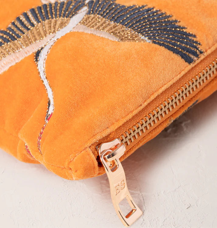 Everyday Velvet Pouch | Cranes | Orange Pouch Elizabeth Scarlett 