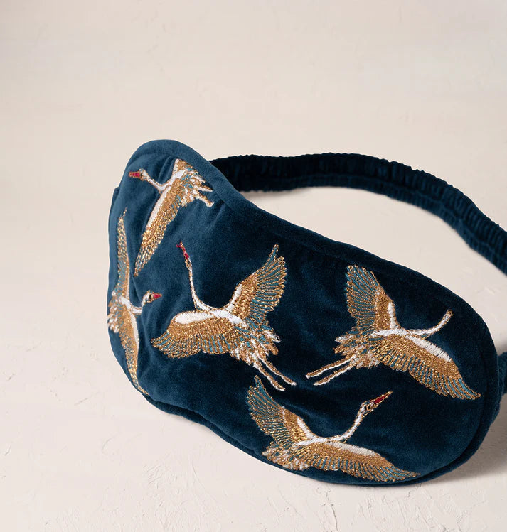 Eye Mask | Cranes | Ink Blue Eye Mask Elizabeth Scarlett 