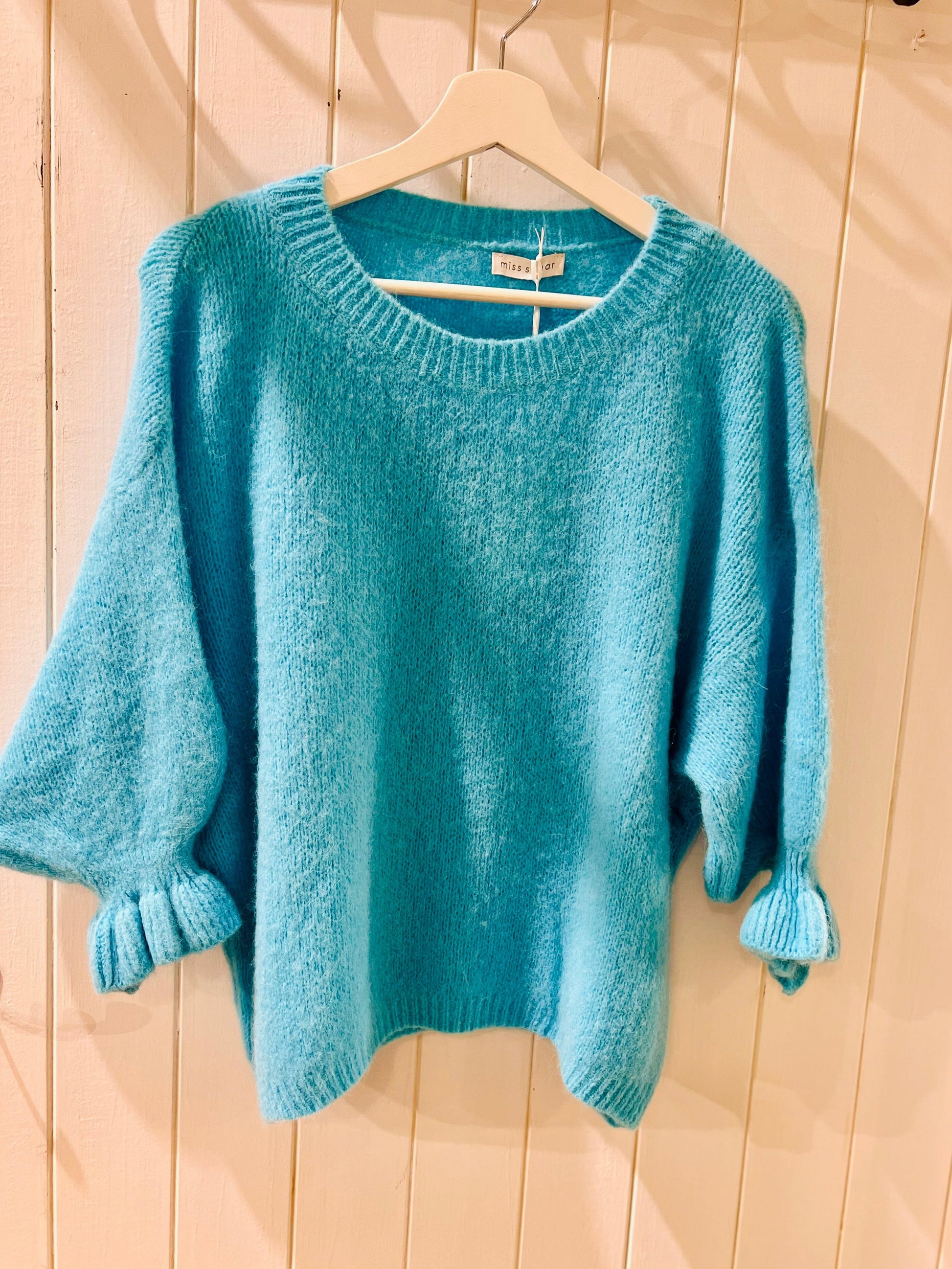 Faith | Frill Sleeve Jumper | 9 Colours Jumper Miss Sugar Aqua 