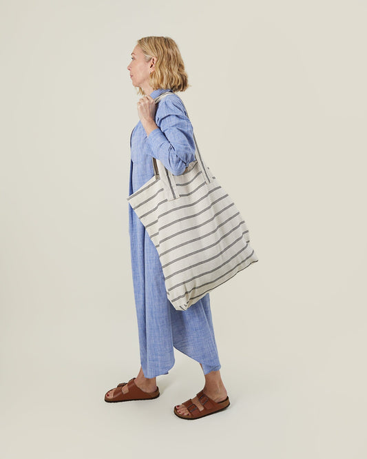 James Giant Shopper | Stitched Stripe Handbag Chalk 