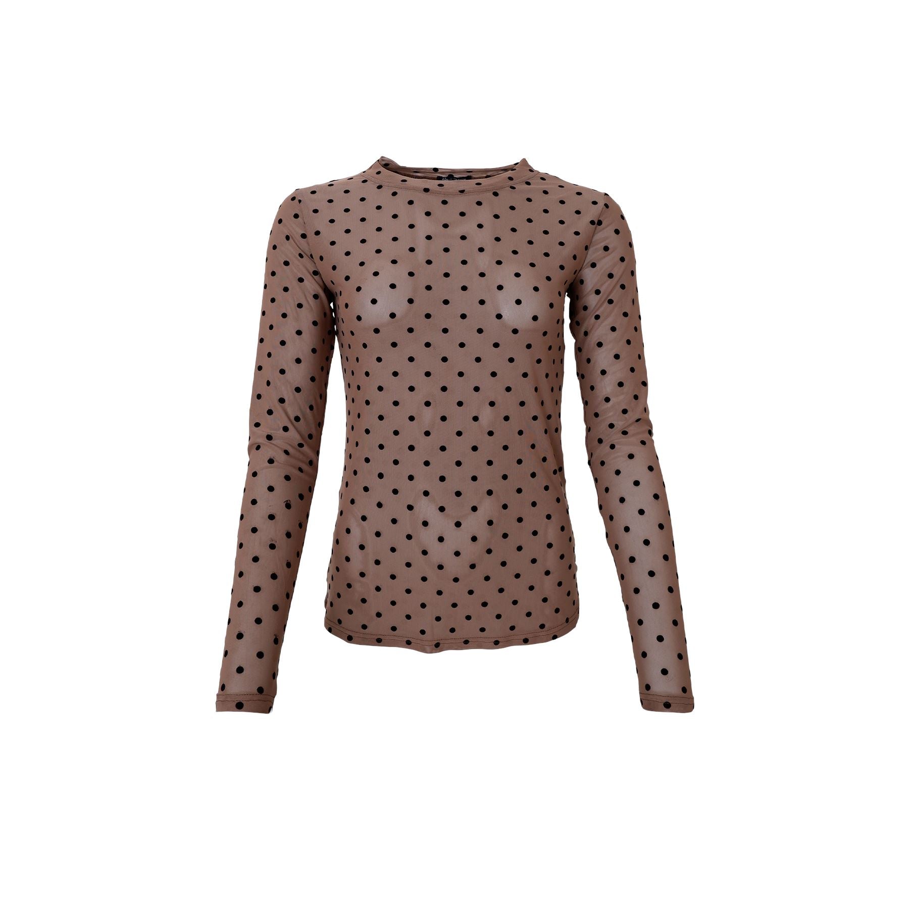 Jennie Dotted Mesh Blouse | 3 Colours Shirts & Tops Black Colour S/M Taupe 