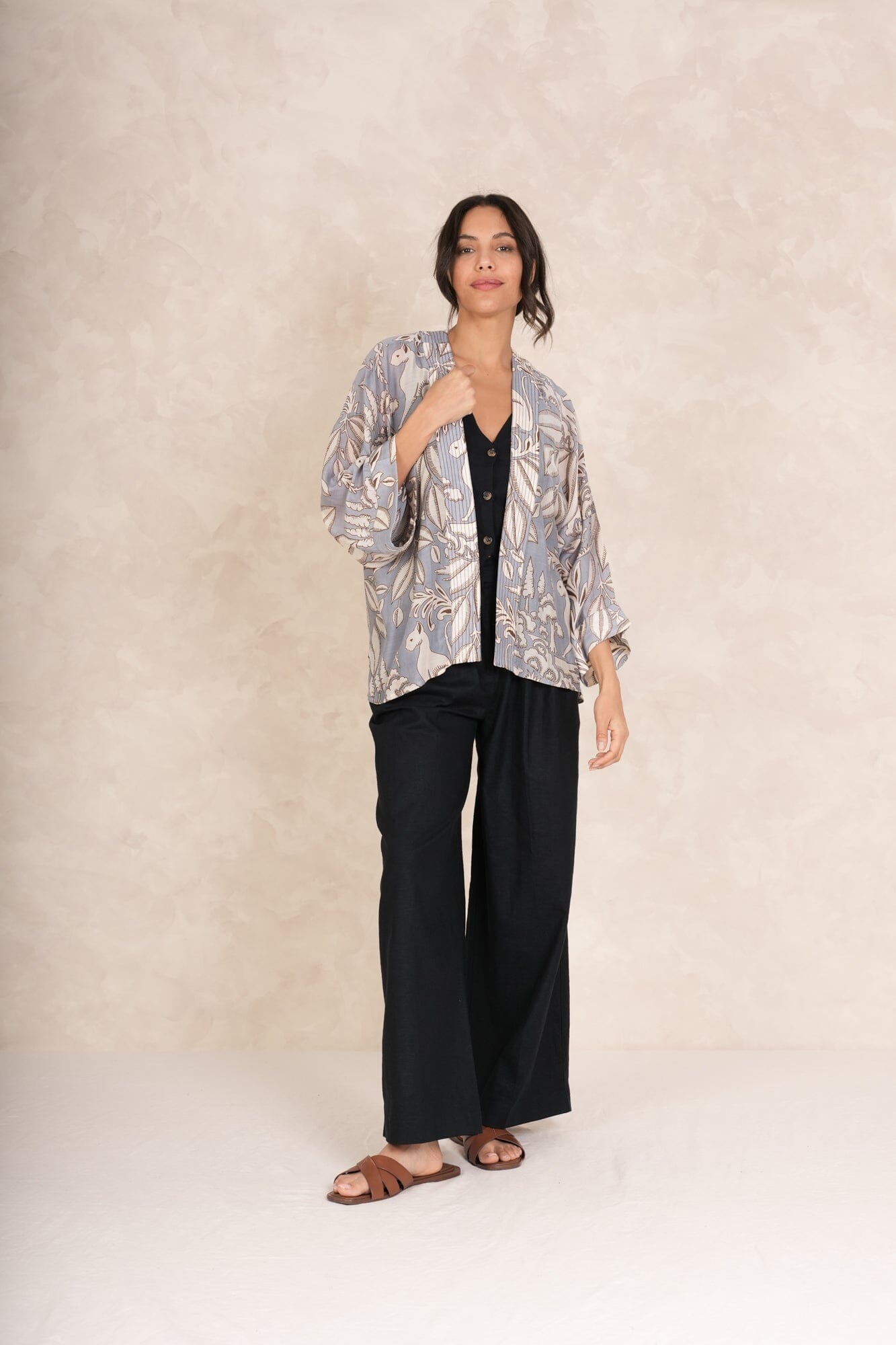 Kimono | Stork | Slate Casual Kimonos One Hundred Stars 