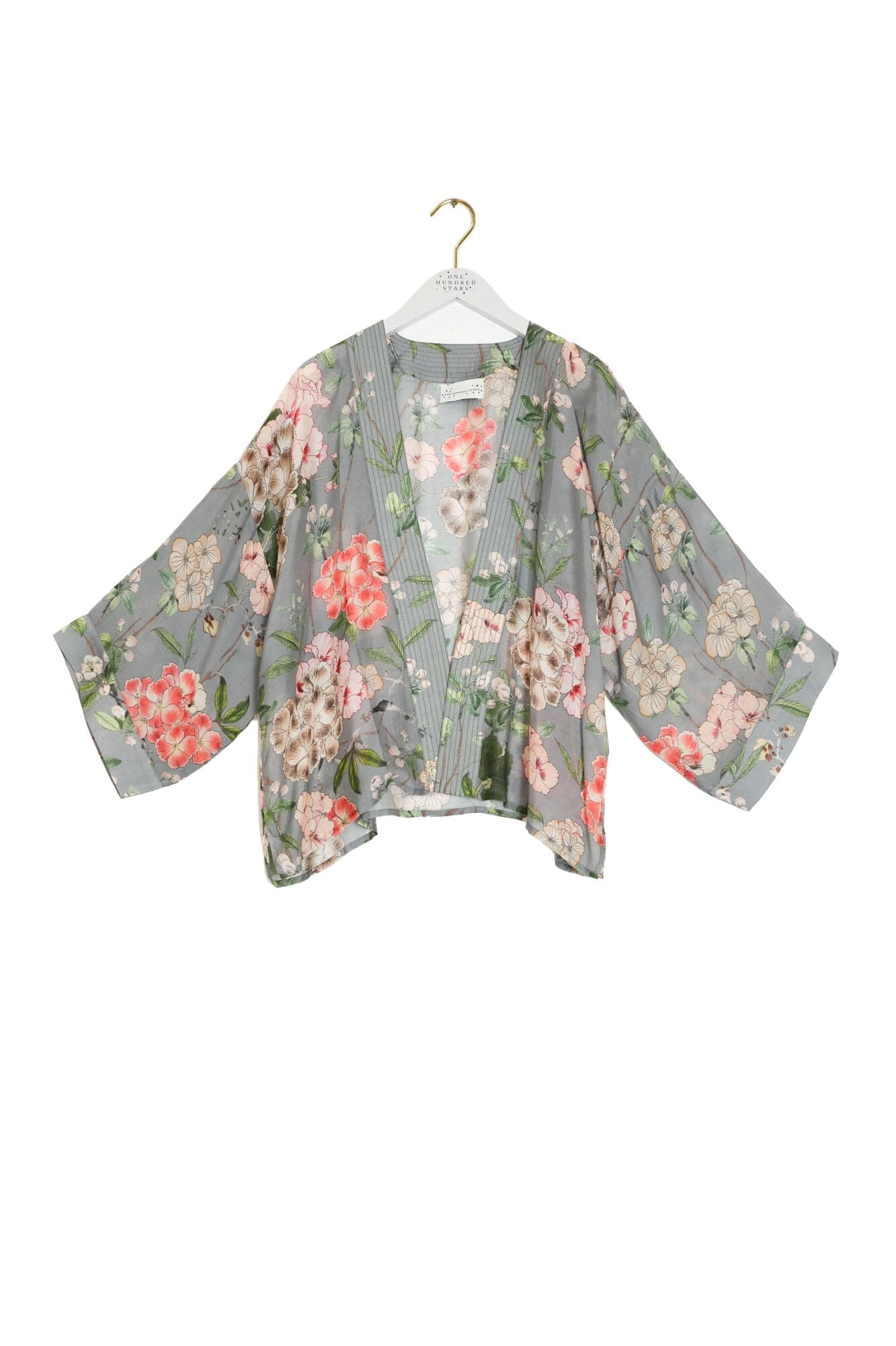 Kimono | Trailing Blossom | Grey Casual Kimonos One Hundred Stars 