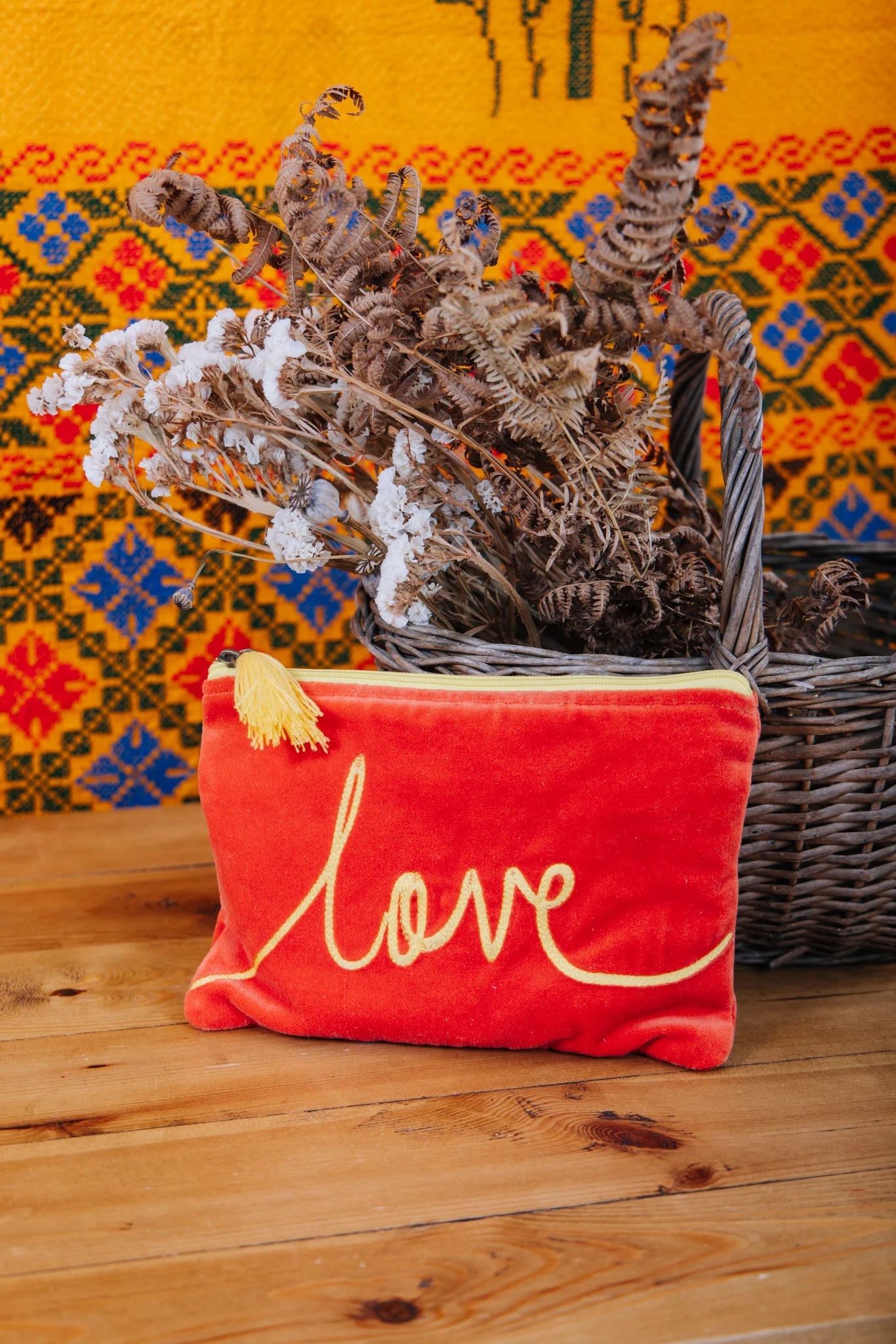 Love Pouch | Orange/Yellow Pouch Pink Lemons Large 