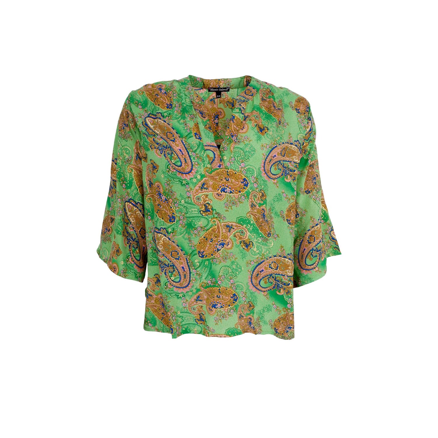 Luna Flared Sleeve Blouse | Willow Green Blouse Black Colour 