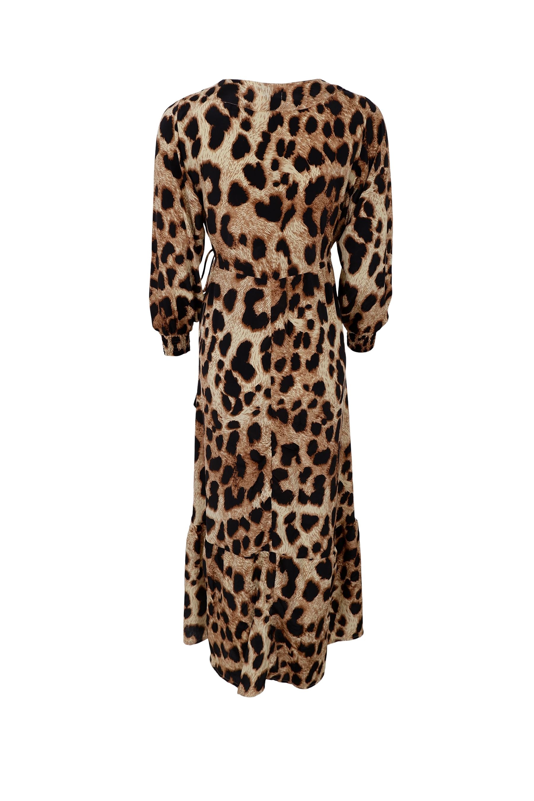 Luna Wrap Dress | Golden Leopard Dresses Black Colour 