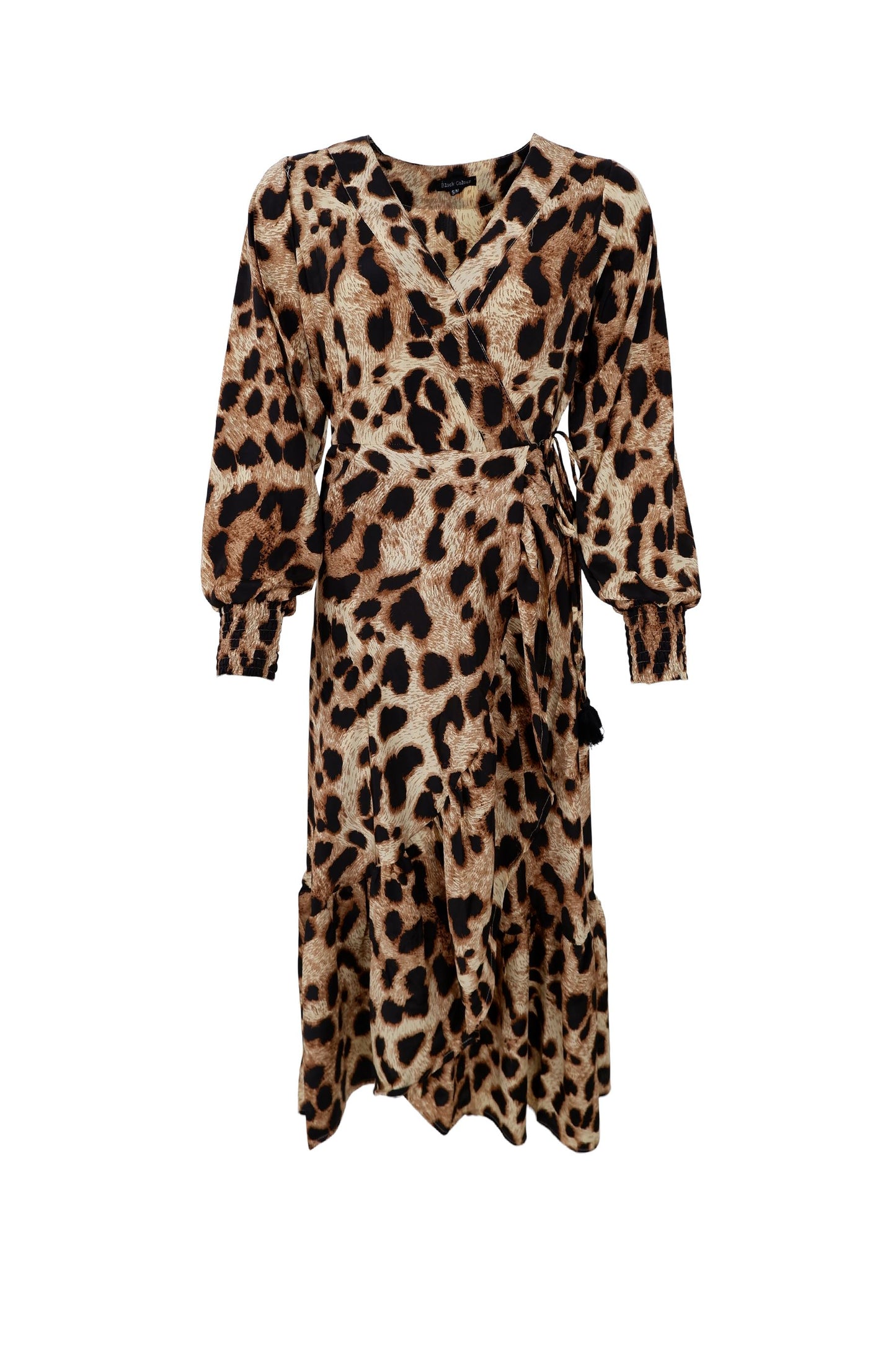 Luna Wrap Dress | Golden Leopard Dresses Black Colour 