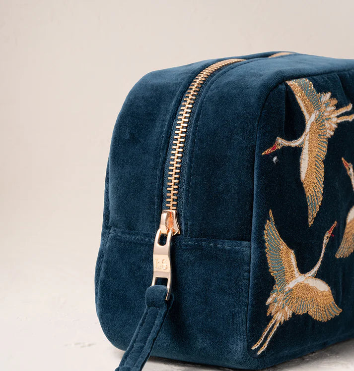 Make Up Bag | Cranes | Ink Blue Make up Bag Elizabeth Scarlett 