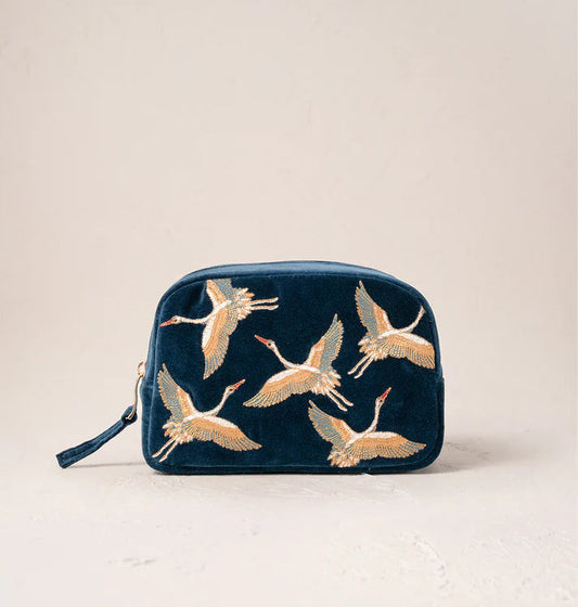 Make Up Bag | Cranes | Ink Blue Make up Bag Elizabeth Scarlett 