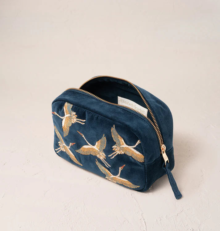 Make Up Bag | Cranes | Ink Blue Make up Bag Elizabeth Scarlett 