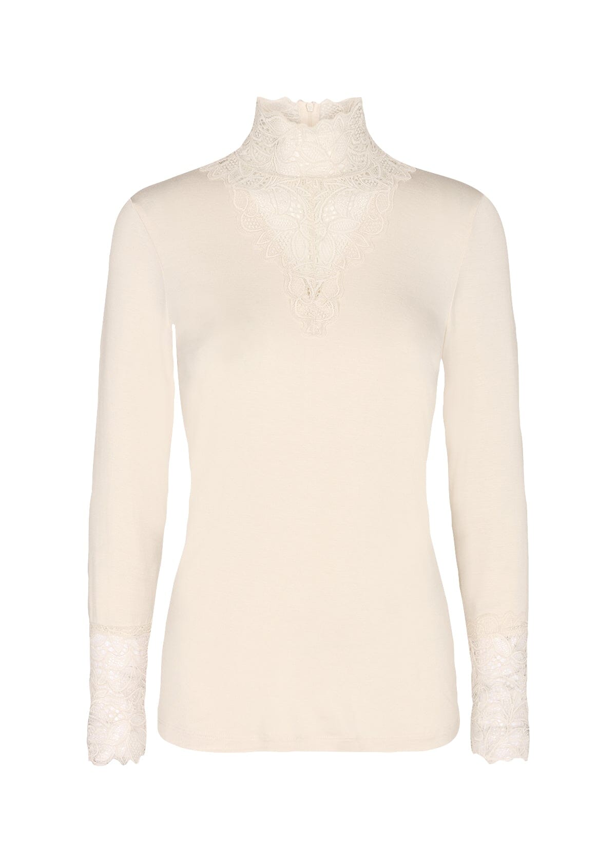 Marica Lace High Neck Top | Cream Blouse Soya Concept 