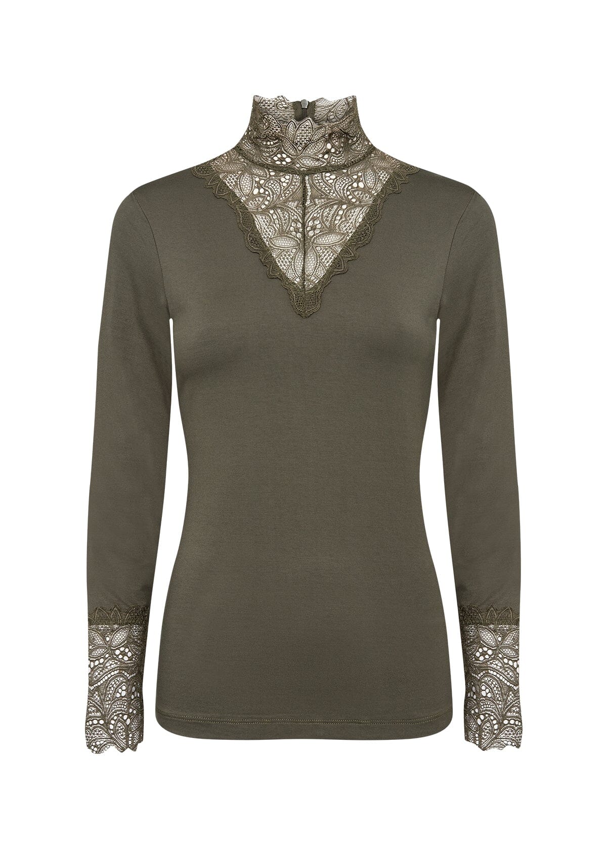 Marica Lace High Neck Top | Dark Olive Blouse Soya Concept 