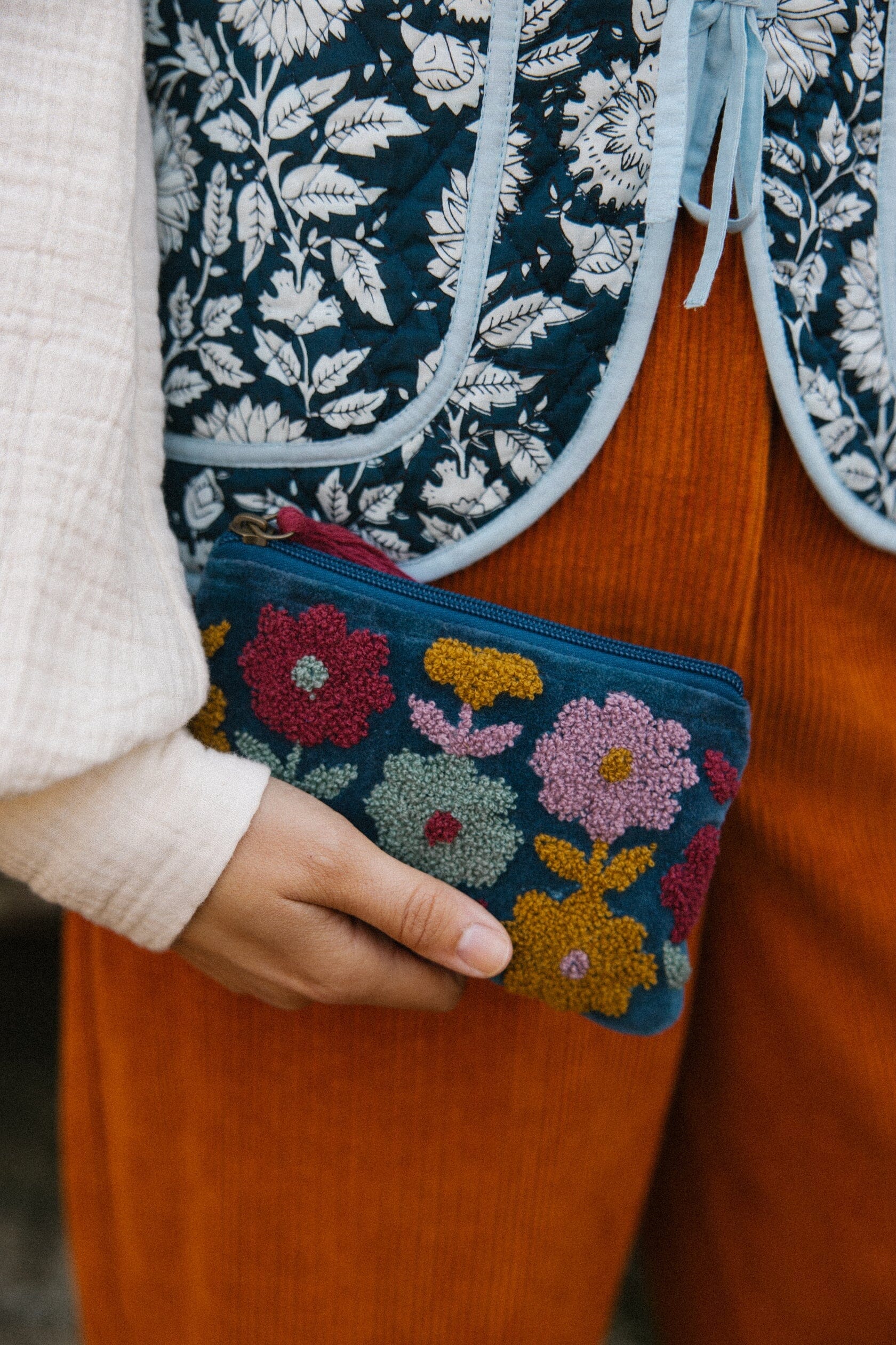 Multiflower Pouch | Navy Pouch Pink Lemons Small 