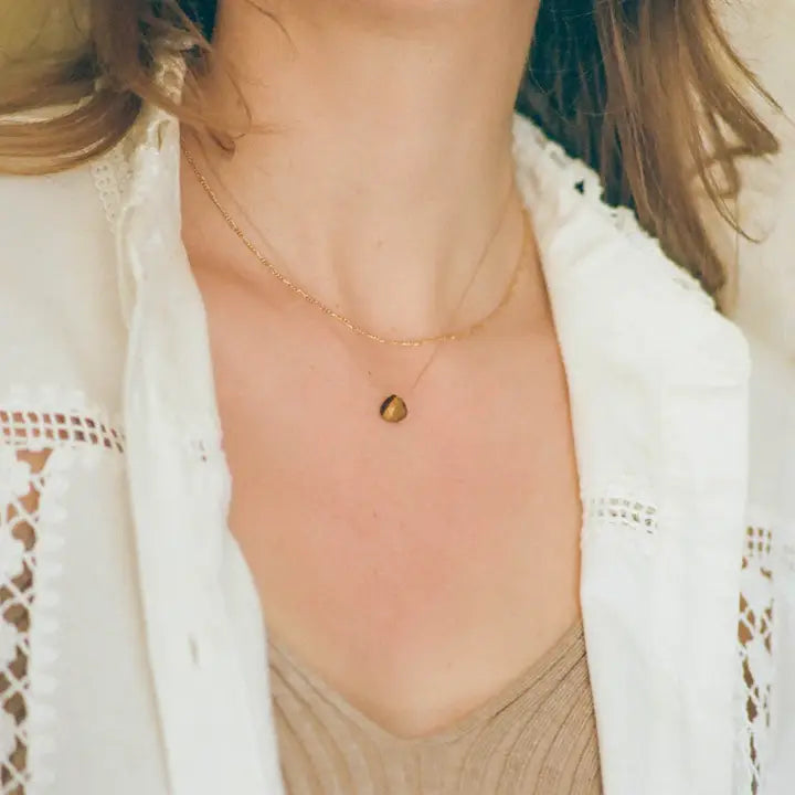 New - Fine Cord Necklace - Tiger's Eye Necklaces Wanderlust Life 