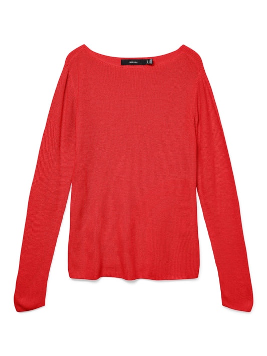 Newlex Sun Boat Neck Top | Fiery Red Shirts & Tops Vero Moda 