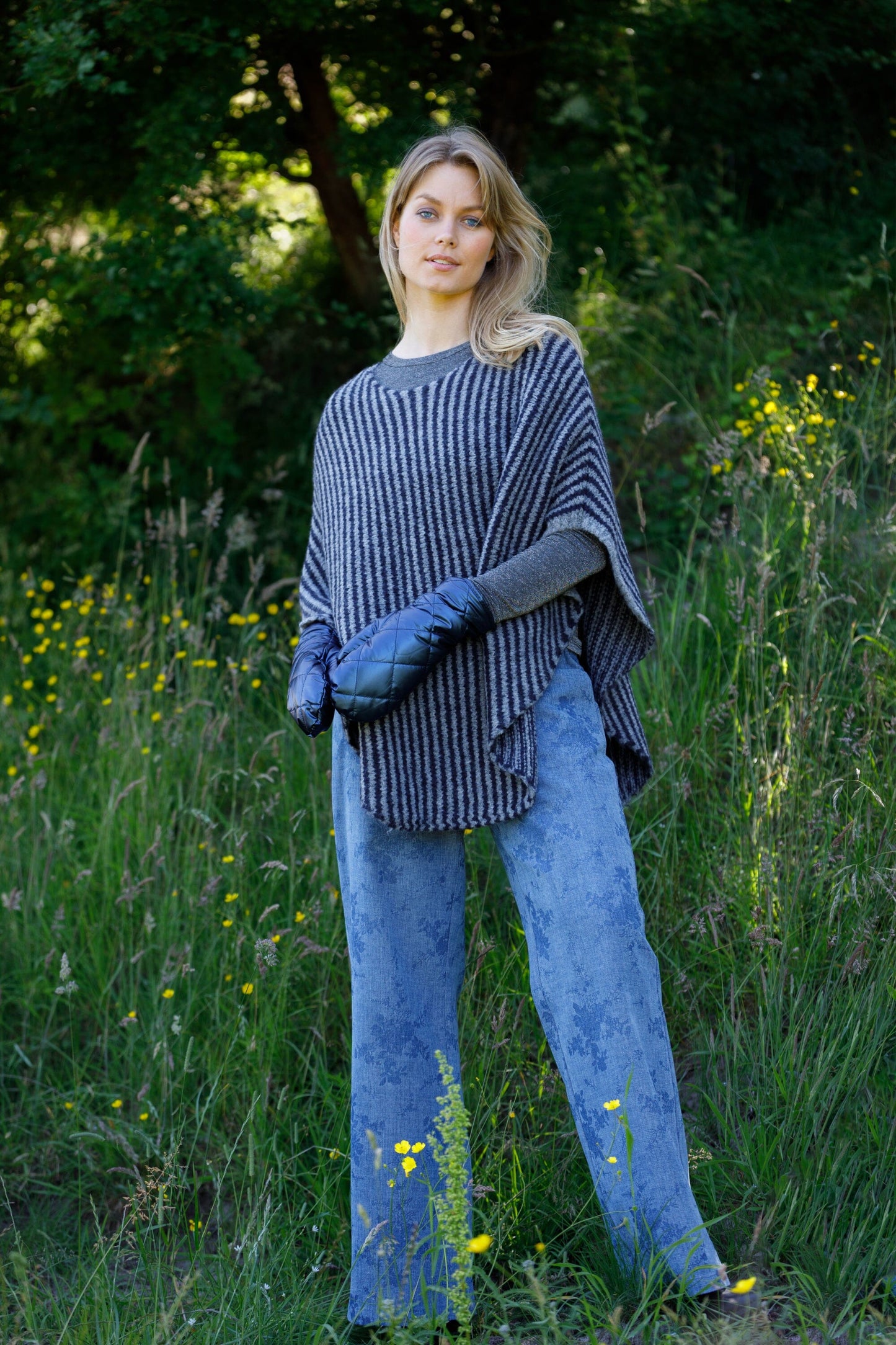 Pella Stripe Poncho | 2 Colours Shirts & Tops Black Colour 