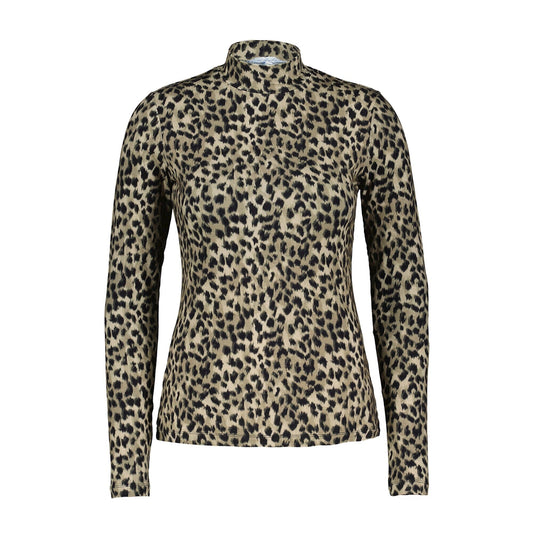 Rolinde Leopard Top | Army Green Top Red Button 