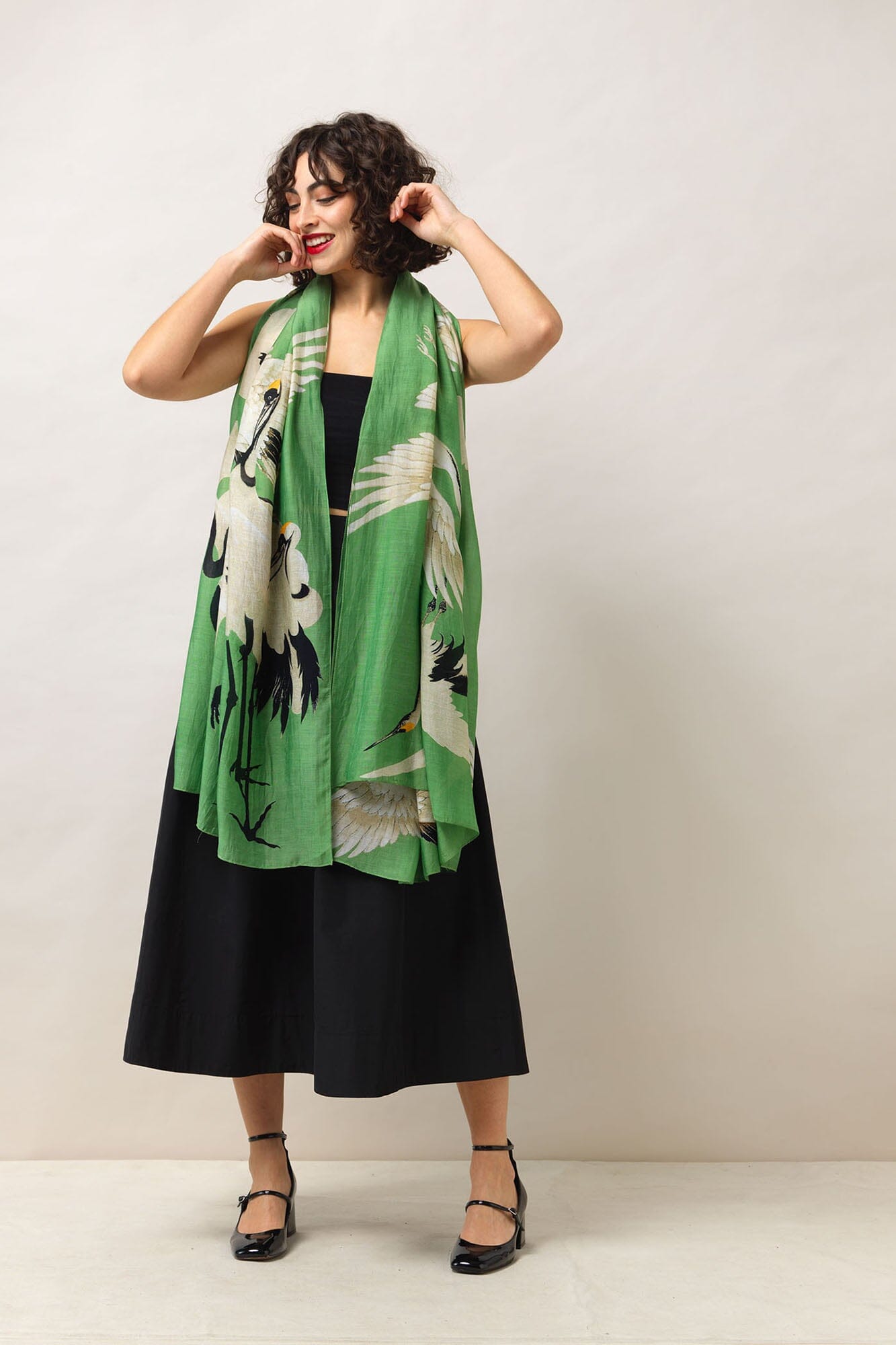 Scarf | Stork | Pea Green Scarves One Hundred Stars 