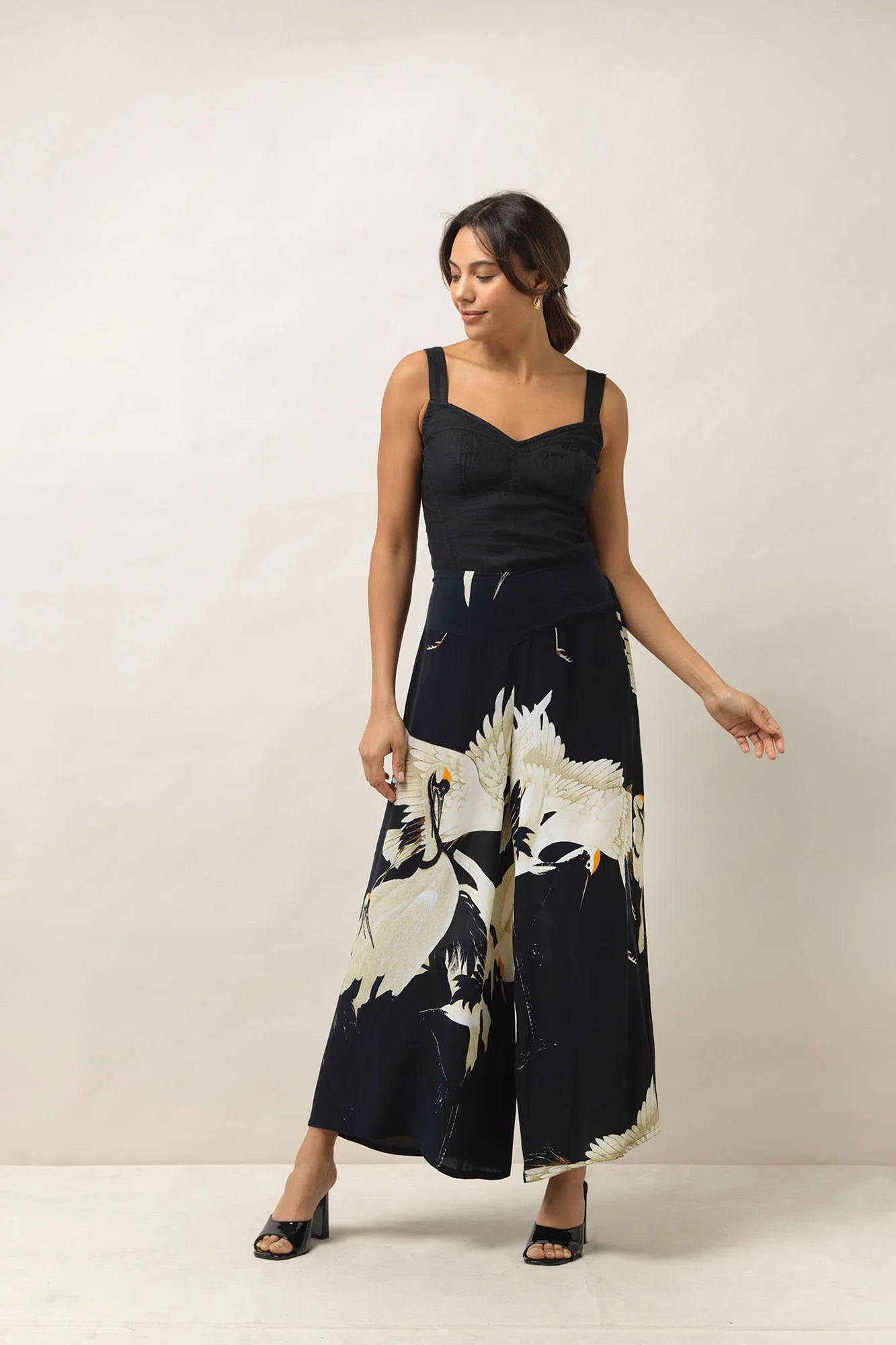 Stork Crepe Palazzo Pants | Black Pants One Hundred Stars 