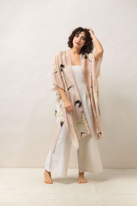 Throwover | Stork | Plaster Pink Casual Kimonos One Hundred Stars 