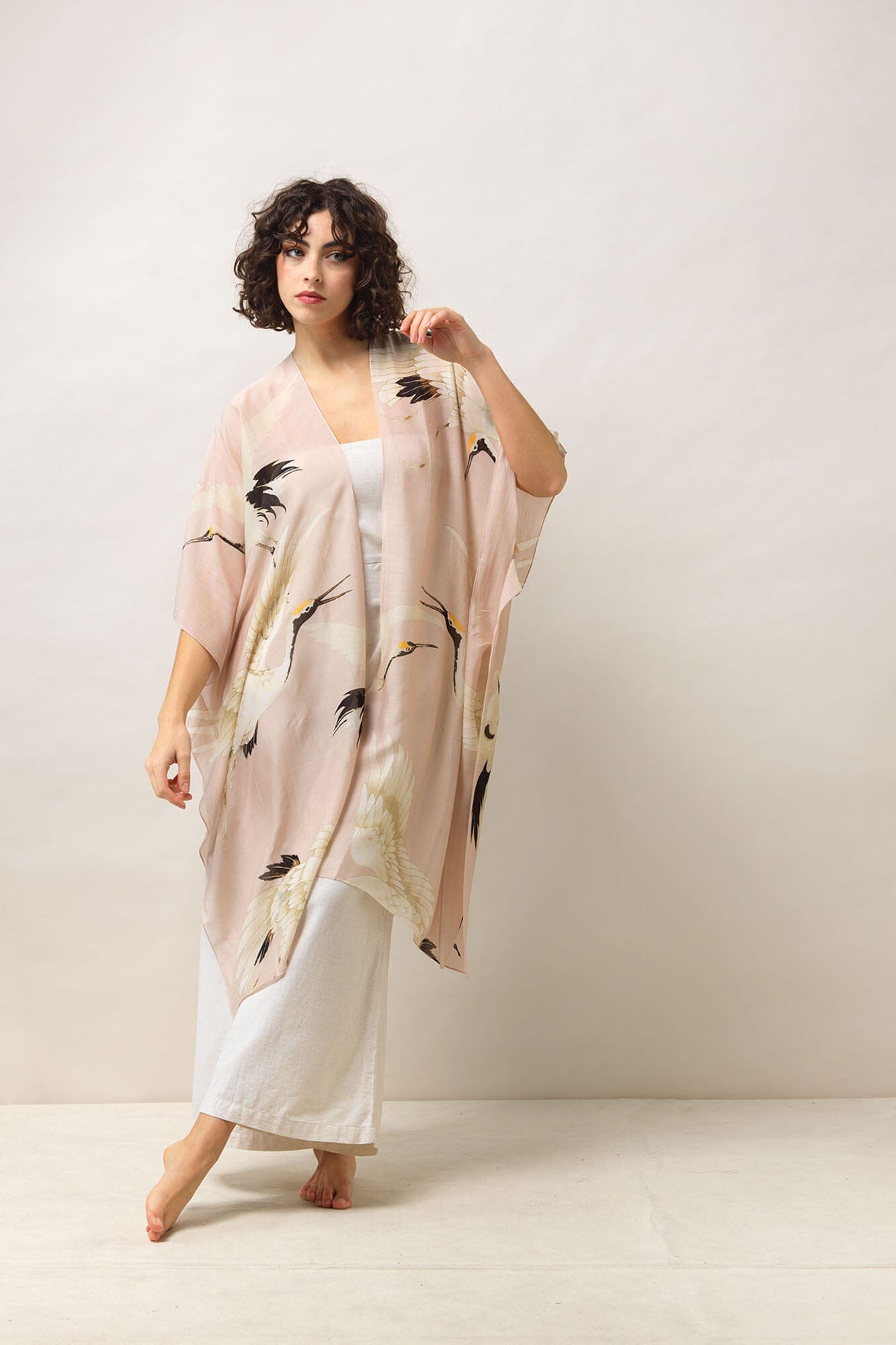 Throwover | Stork | Plaster Pink Casual Kimonos One Hundred Stars 