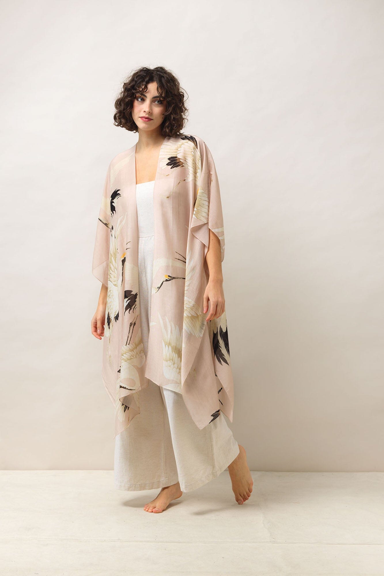 Throwover | Stork | Plaster Pink Casual Kimonos One Hundred Stars 