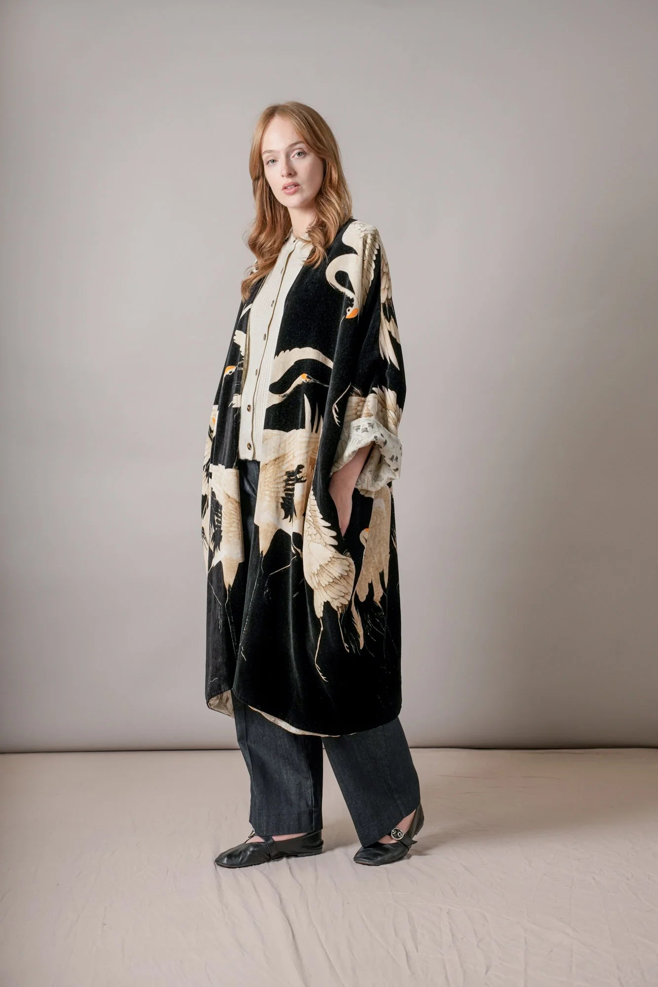 Velvet Grande Kimono | Black Stork Kimonos One Hundred Stars 