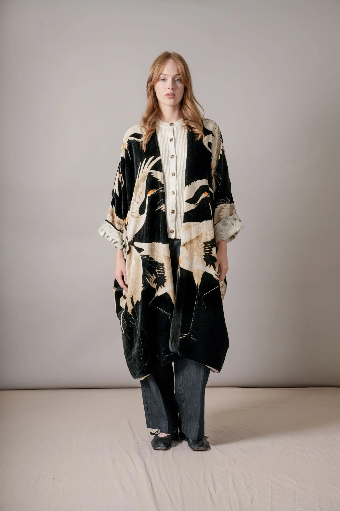 Velvet Grande Kimono | Black Stork Kimonos One Hundred Stars 