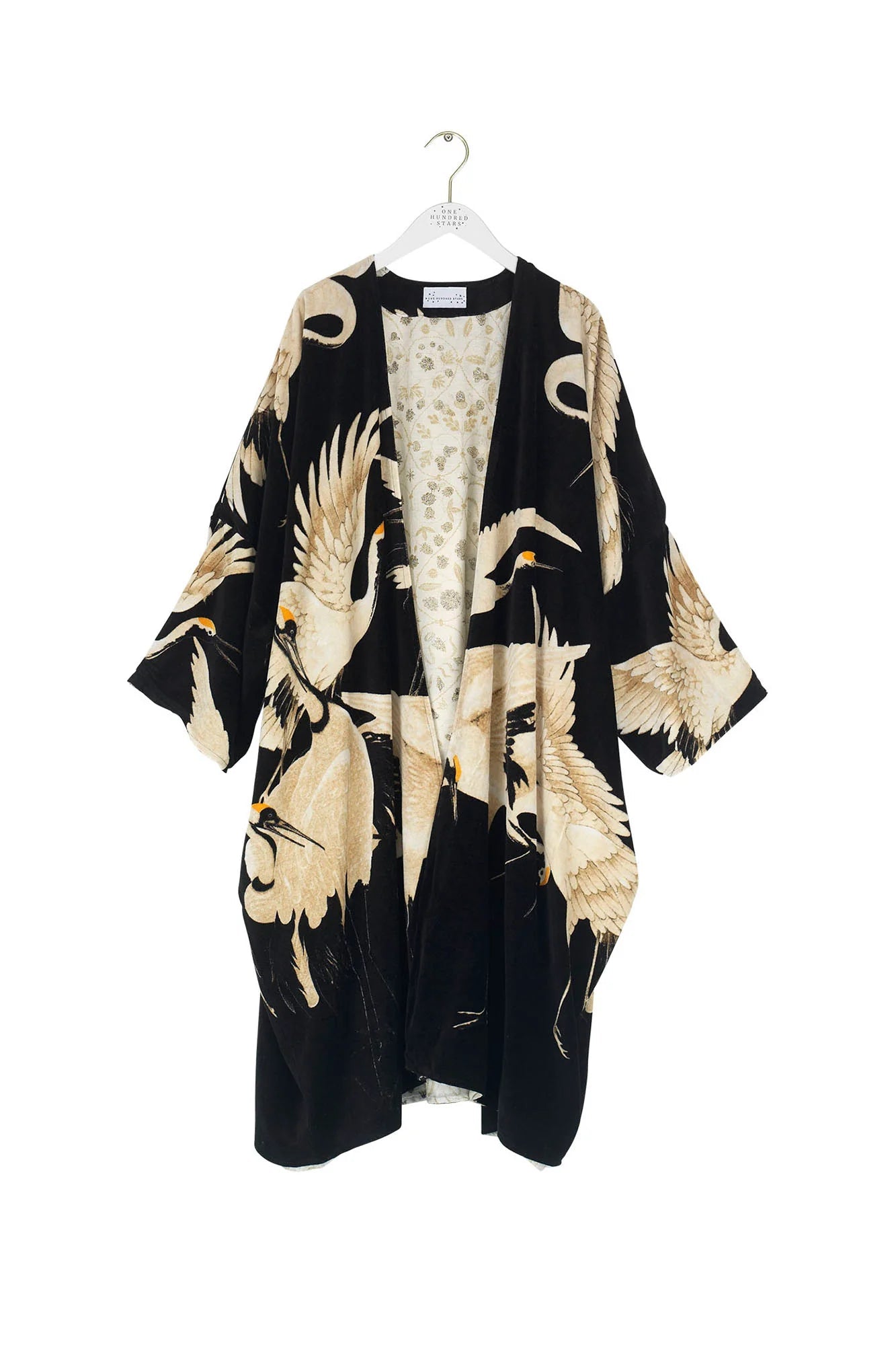 Velvet Grande Kimono | Black Stork Kimonos One Hundred Stars 