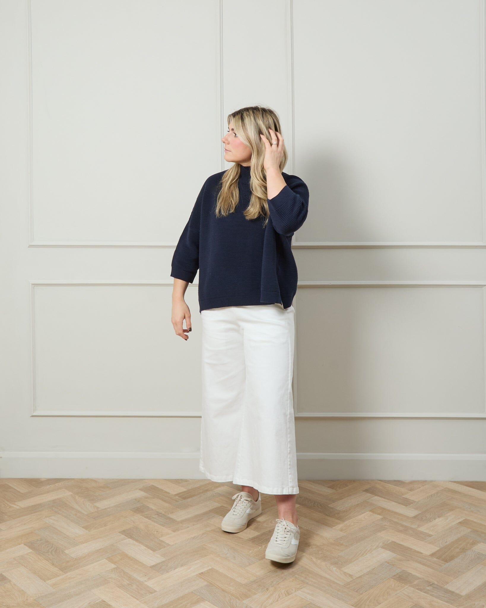 Vicki Jumper | Navy Knitwear Chalk 