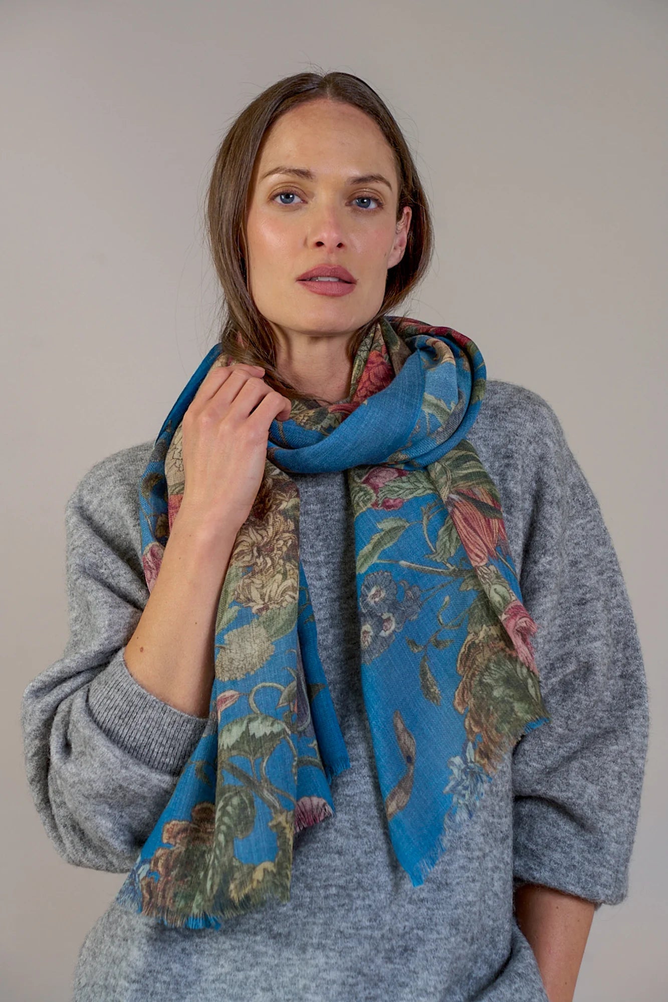 Wool Scarf | Primula | Teal Scarves One Hundred Stars 