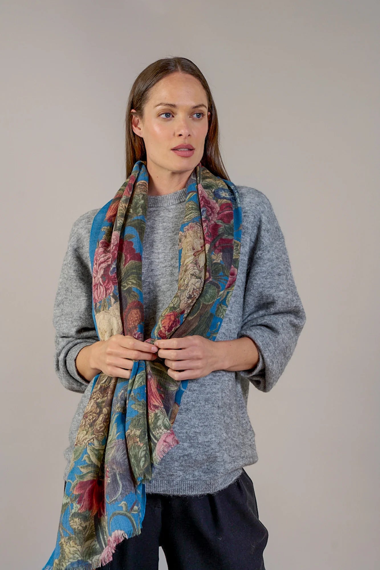 Wool Scarf | Primula | Teal Scarves One Hundred Stars 