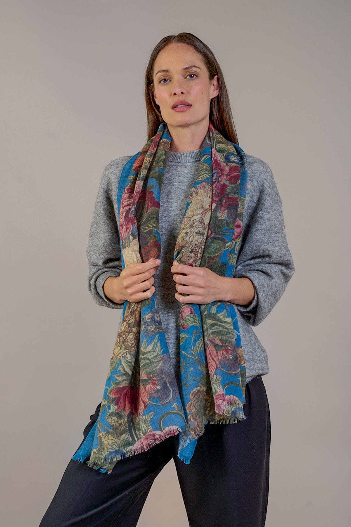 Wool Scarf | Primula | Teal Scarves One Hundred Stars 