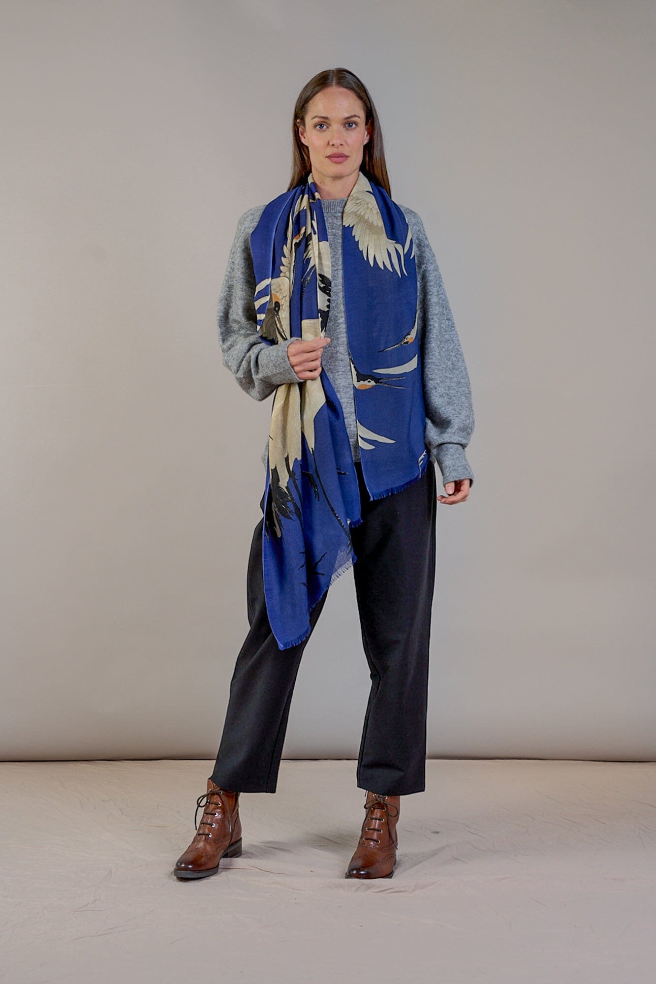 Wool Scarf | Stork | Royal Blue Scarves One Hundred Stars 