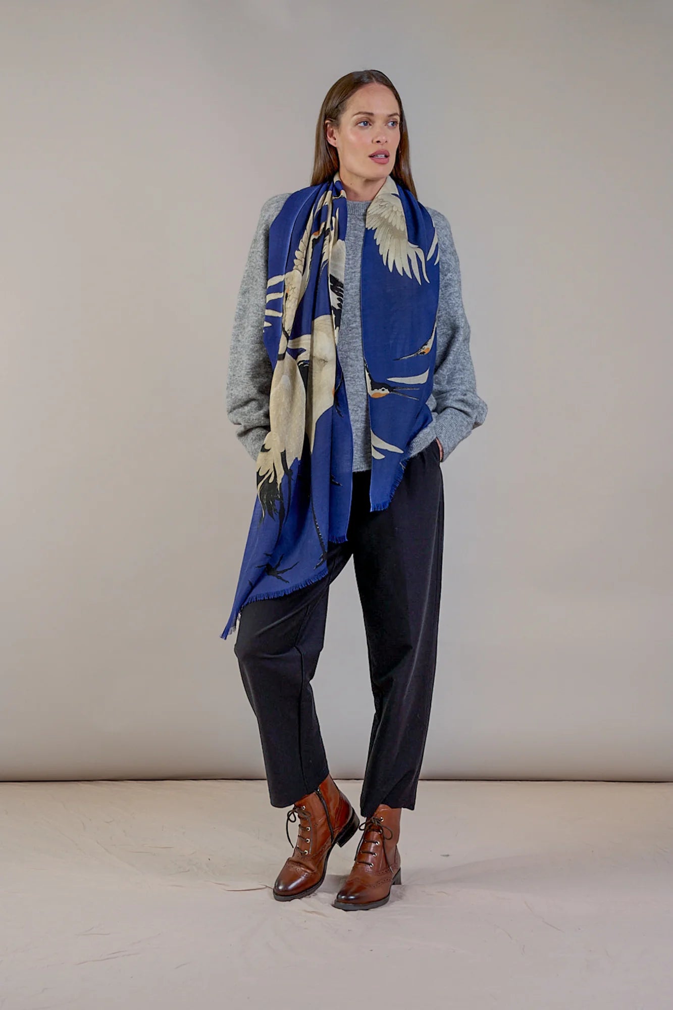 Wool Scarf | Stork | Royal Blue Scarves One Hundred Stars 