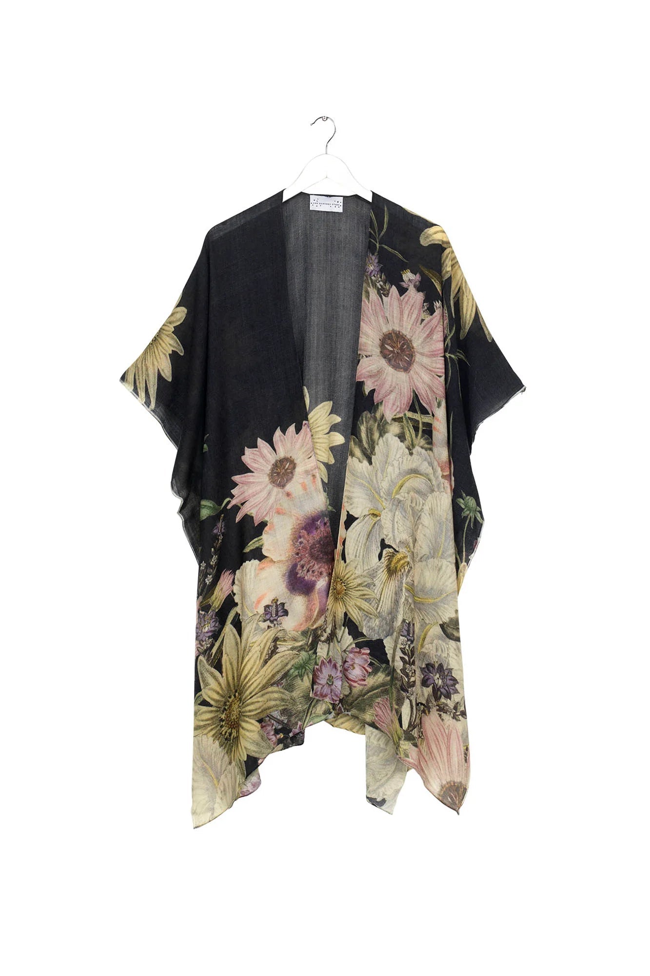 Wool Throwover | Daisy | Black Casual Kimonos One Hundred Stars 