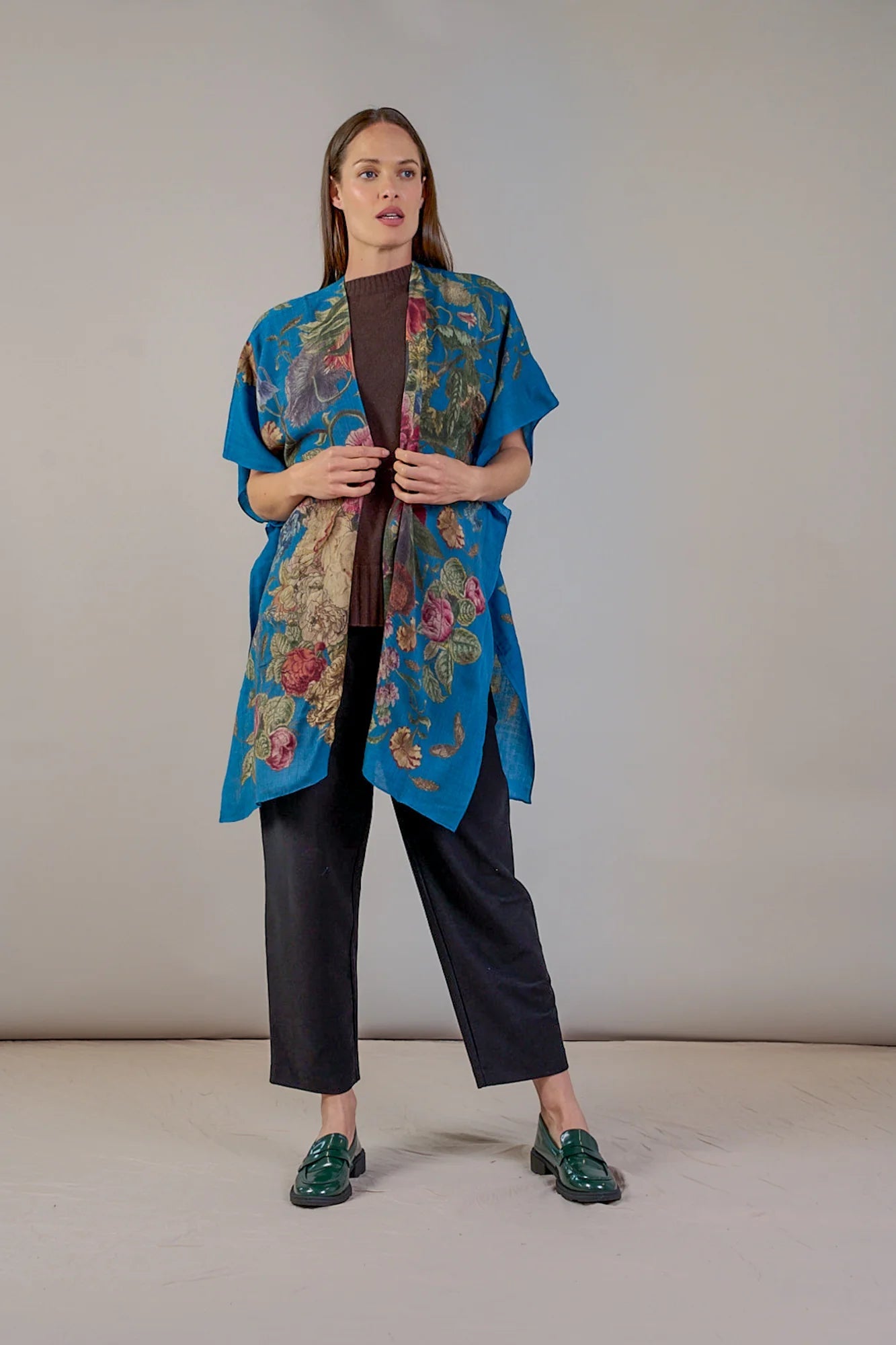 Wool Throwover | Primula | Teal Casual Kimonos One Hundred Stars 