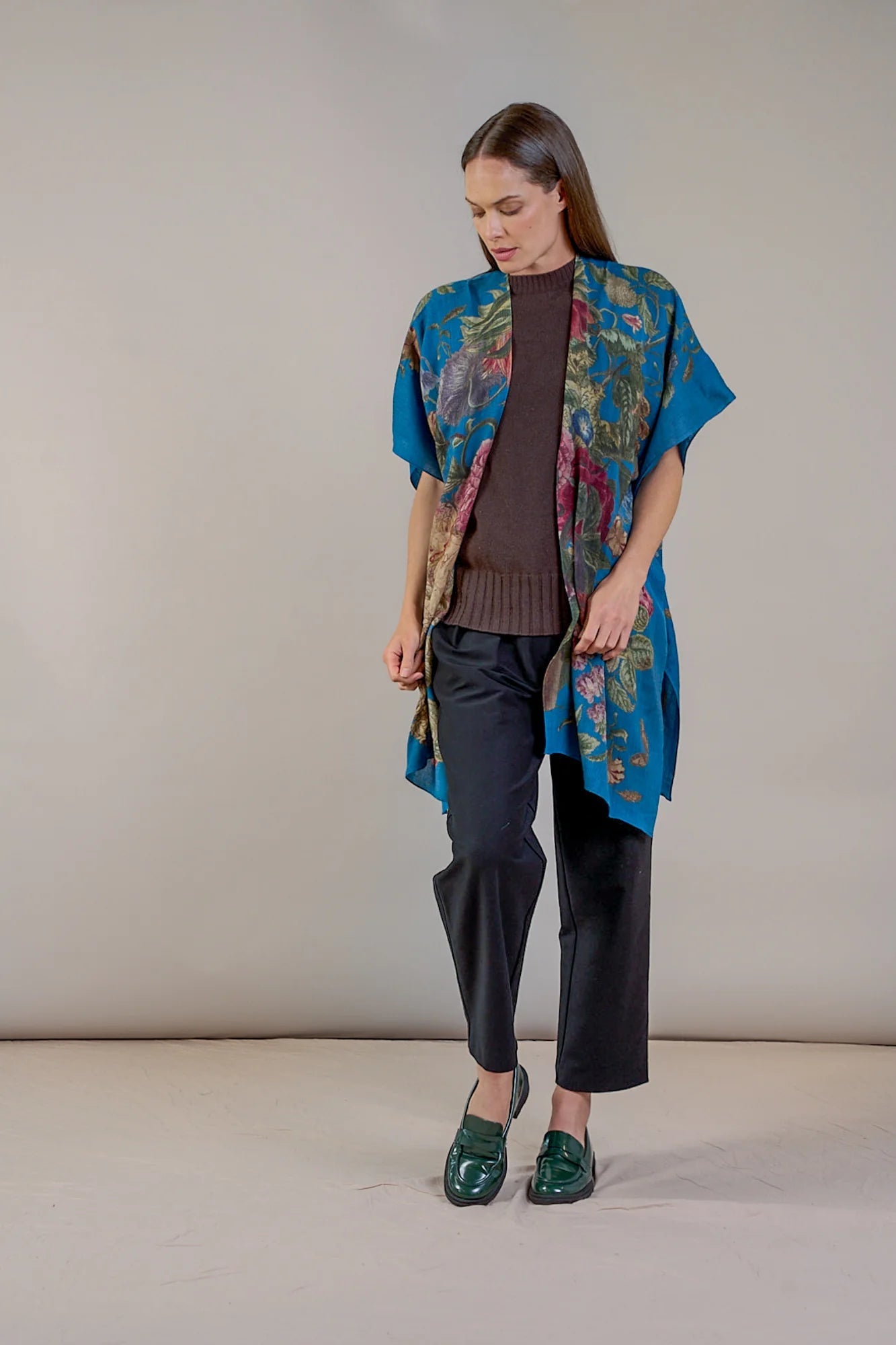 Wool Throwover | Primula | Teal Casual Kimonos One Hundred Stars 