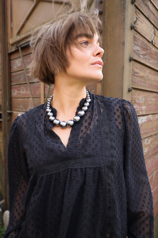 Farida Necklace | Dark Grey Necklace Black Colour 