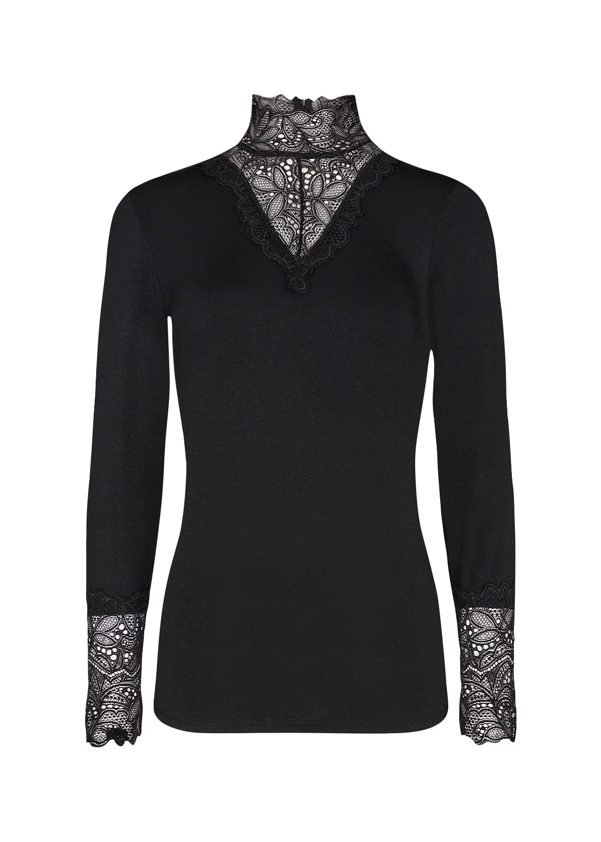 High neck hot sale lace shirt