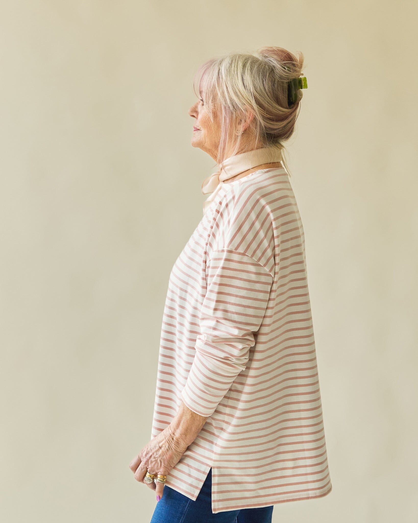 New Bryony Top | Dusky Pink Stripe Shirts & Tops Chalk 